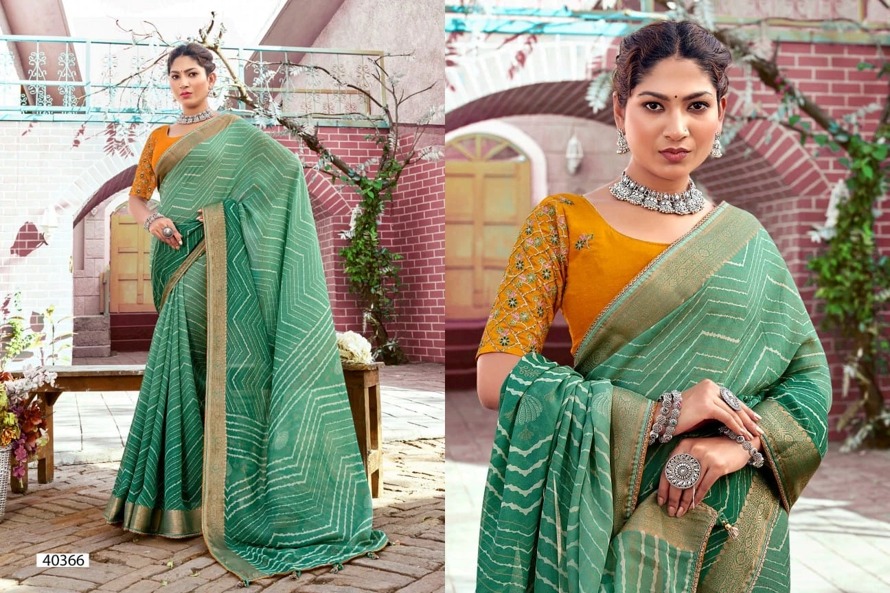 5D Designer Prisha 2 Moss Georgette Wholesale Fancy Sarees Catalog — Wholesale Sarees, MPA wholesale from Surat - Gallery Image 4